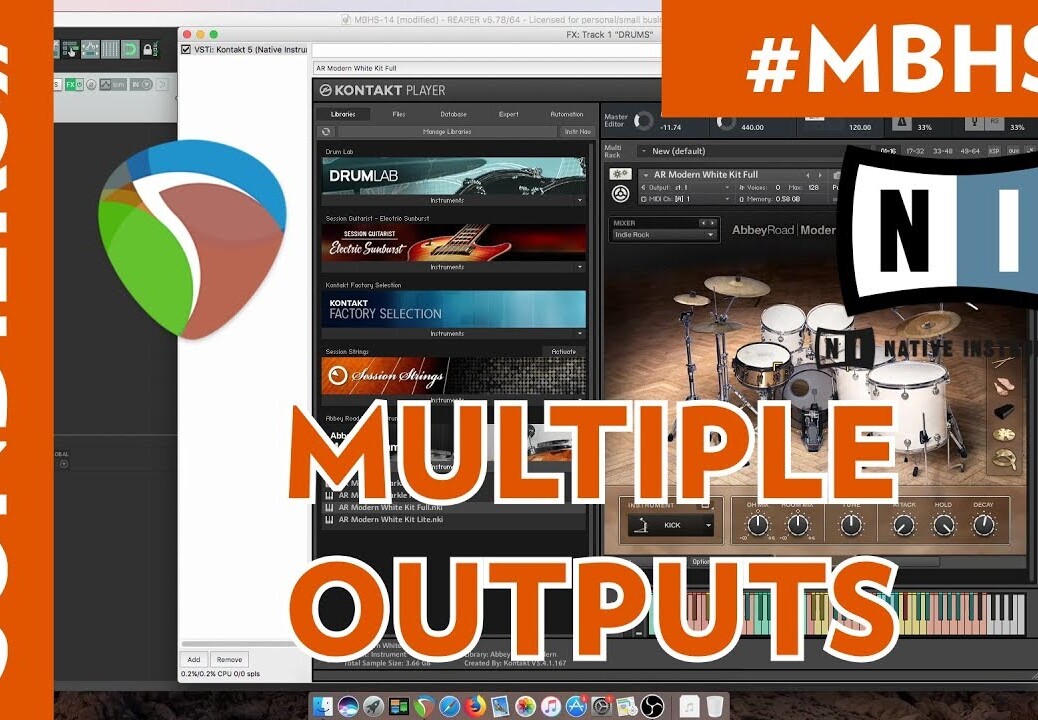 CONFIGURER PLUSIEURS SORTIES DANS UN PLUGIN KONTAKT AVEC REAPER (avec Abbey Road Modern Drummer)